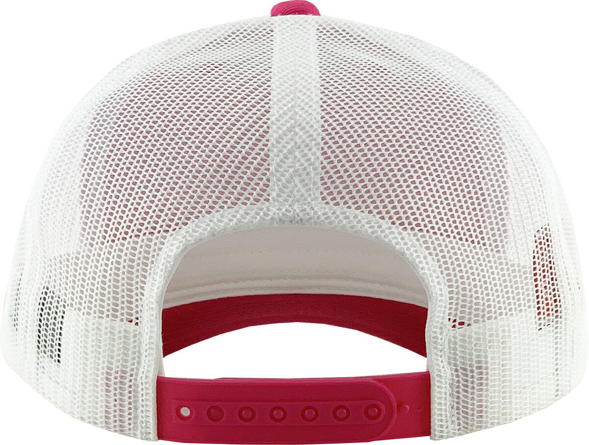 Hot Pink White Two Tone Classic 6 Panel Trucker Mesh Snapback Back View